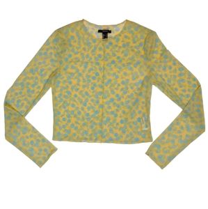 Forever 21 Long Sleeve Cherry Print Mesh Top